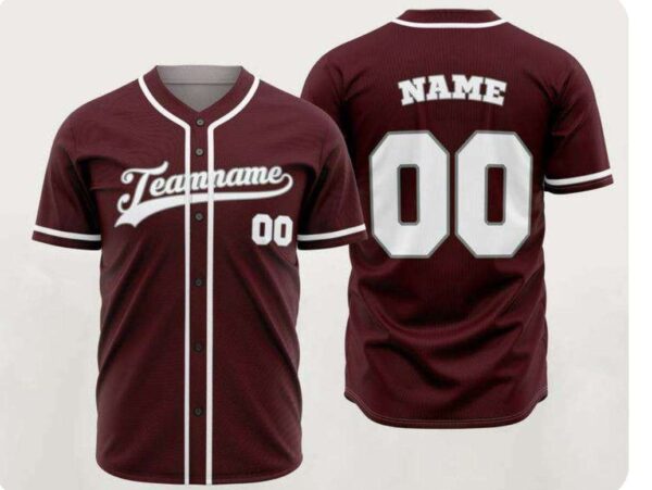 Dark Red & White Customizable baseball T-Shirt