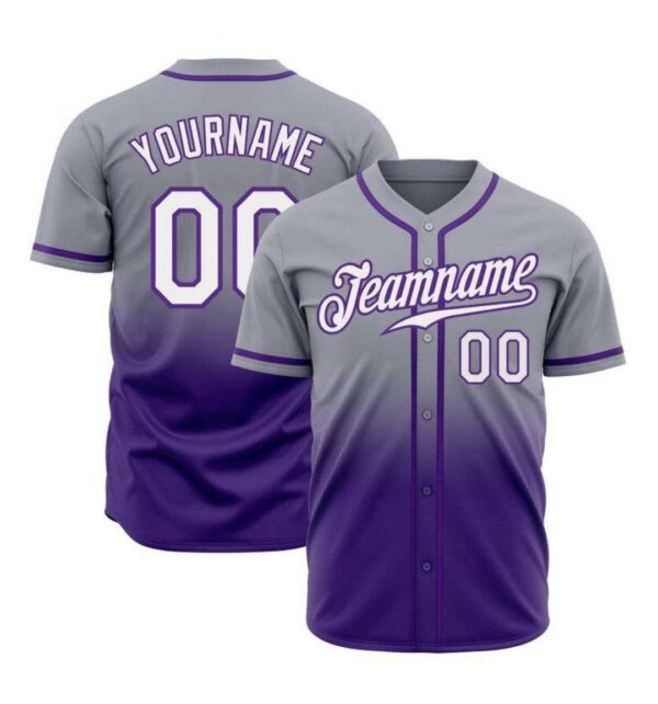 Purple & Grey Customizable baseball T-Shirt