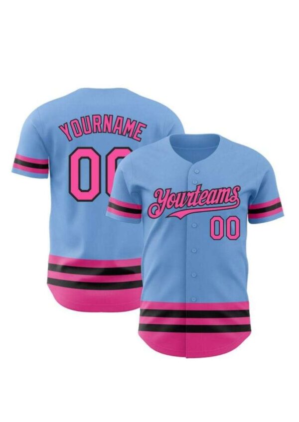 Blue & Pink Customizable baseball T-Shirt